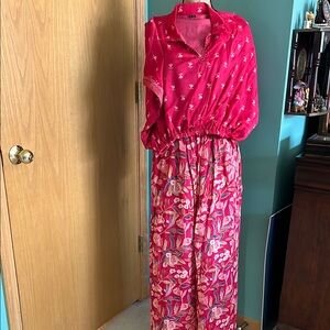 Vibrant Red Floral Dress